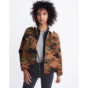 Madewell Northward Cropped Army Jacket in Cottontail Camo: Sherpa Edition